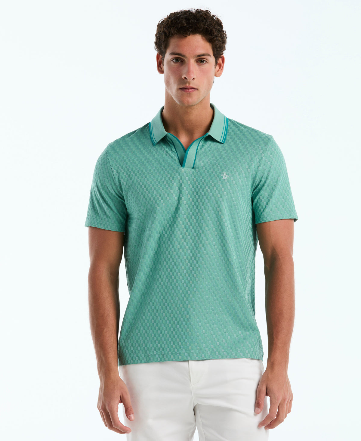 Original Penguin Jacquard Check Johnny Collar Polo