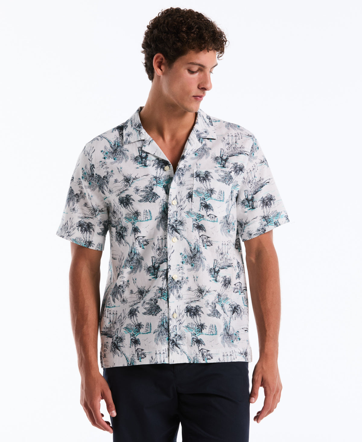 Original Penguin Linen Blend Beach Camp Shirt