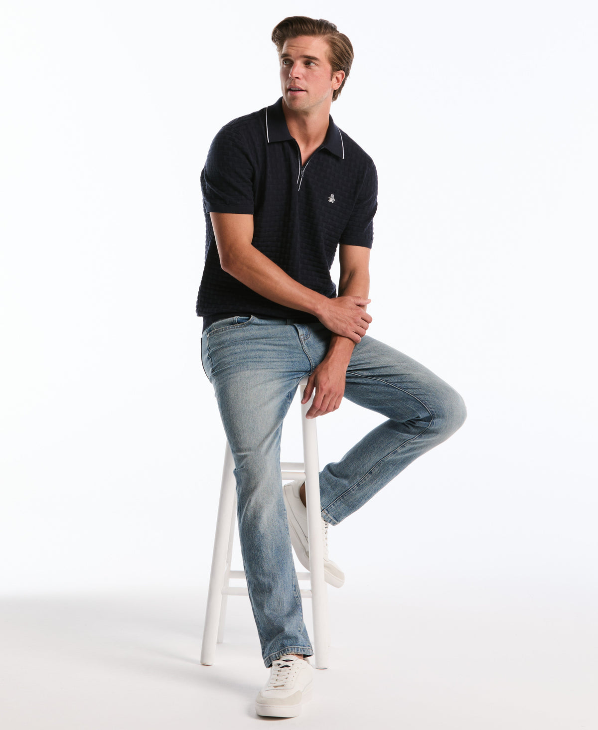 Original Penguin Links Quarter Zip Sweater Polo