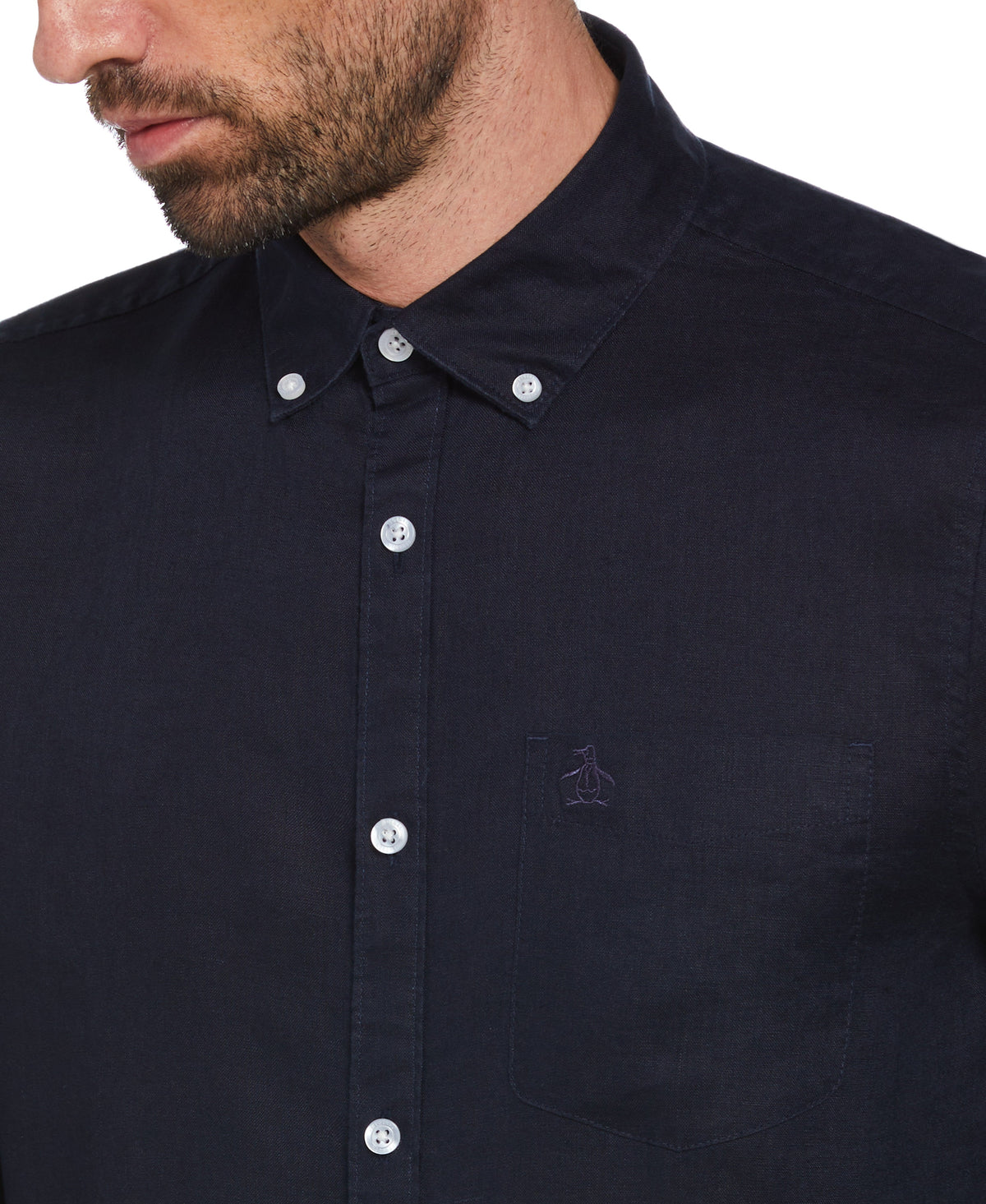 Original Penguin Washed Linen Long Sleeve Shirt