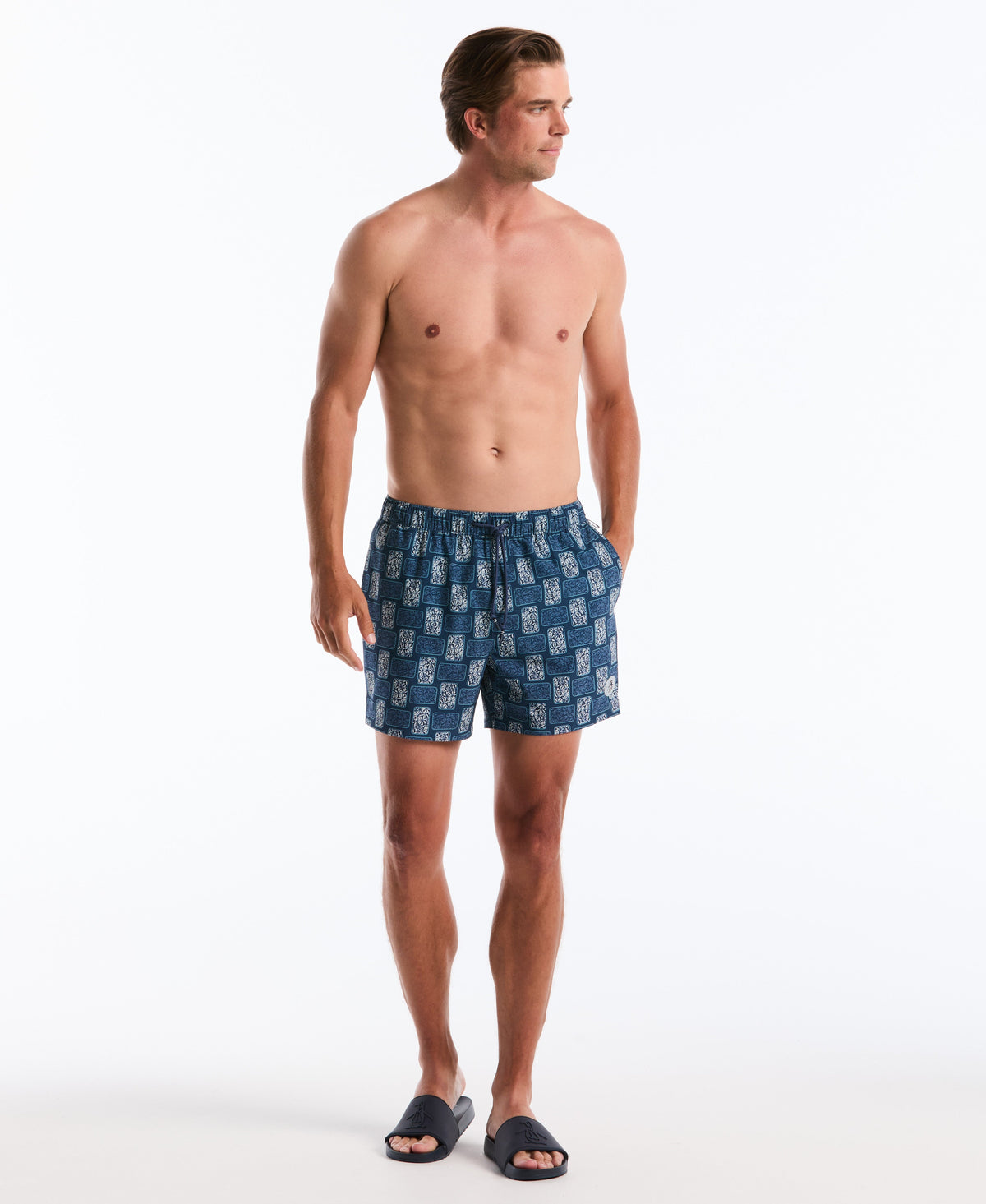 Original Penguin 5" Flower Block Print Swim Short