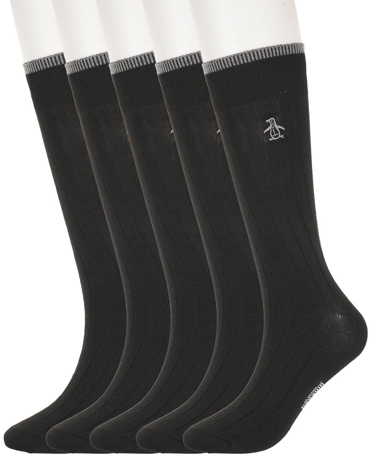 Original Penguin 5 Pack Solid Dress Ribbed Sock