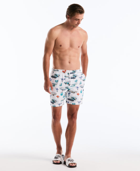 Original Penguin 7" Car Print Novelty Swim Short