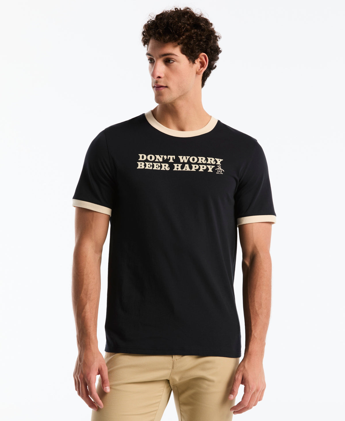 Original Penguin Beer Happy Graphic Ringer Tee