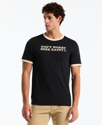 Original Penguin Beer Happy Graphic Ringer Tee
