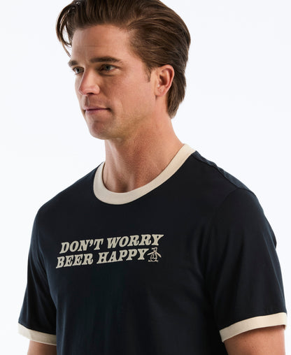 Original Penguin Beer Happy Graphic Ringer Tee