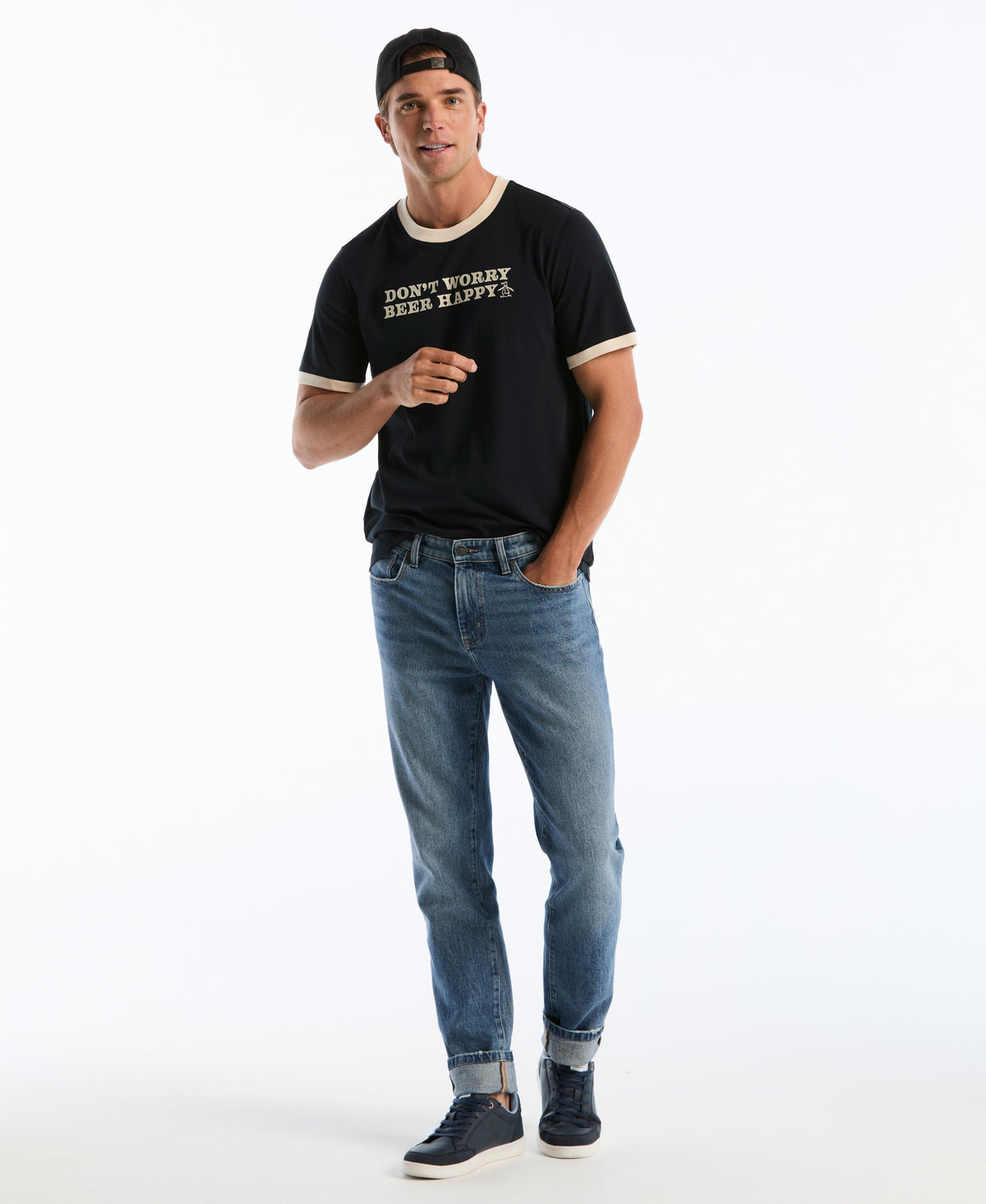 Original Penguin Beer Happy Graphic Ringer Tee