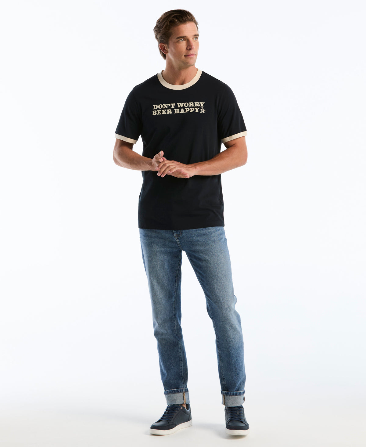 Original Penguin Beer Happy Graphic Ringer Tee
