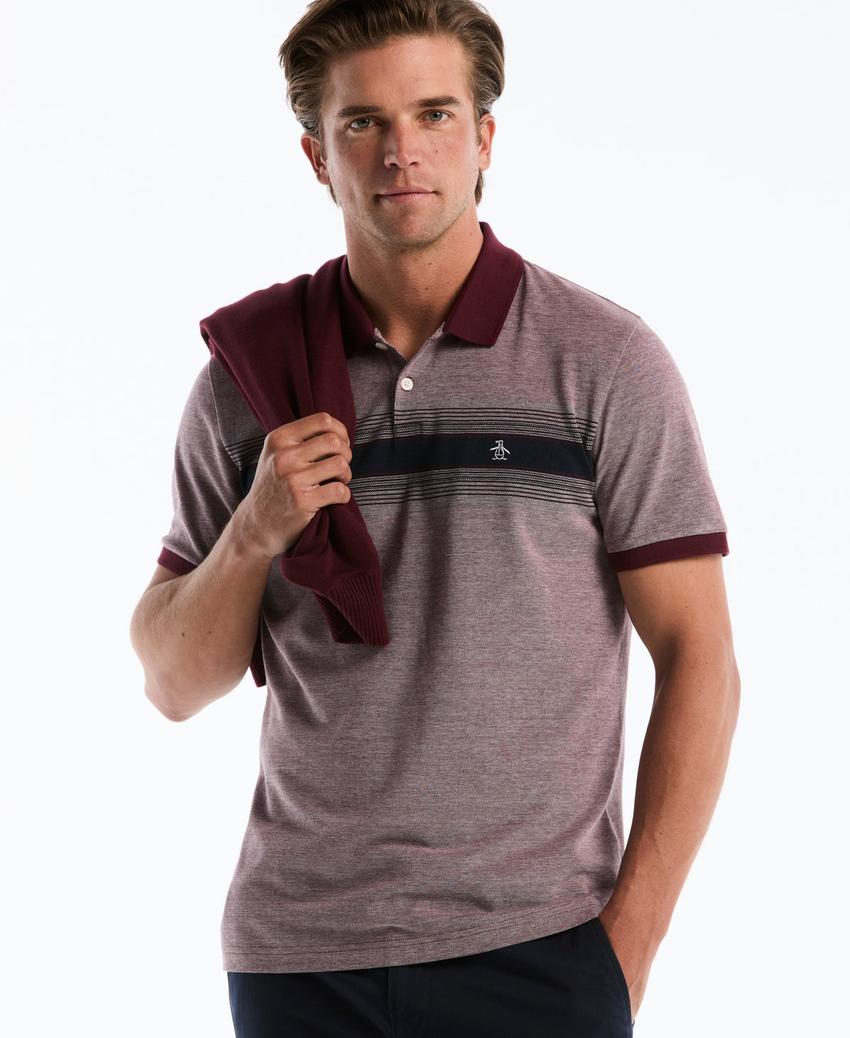 Original Penguin Birdseye Pique Degrade Striped Polo