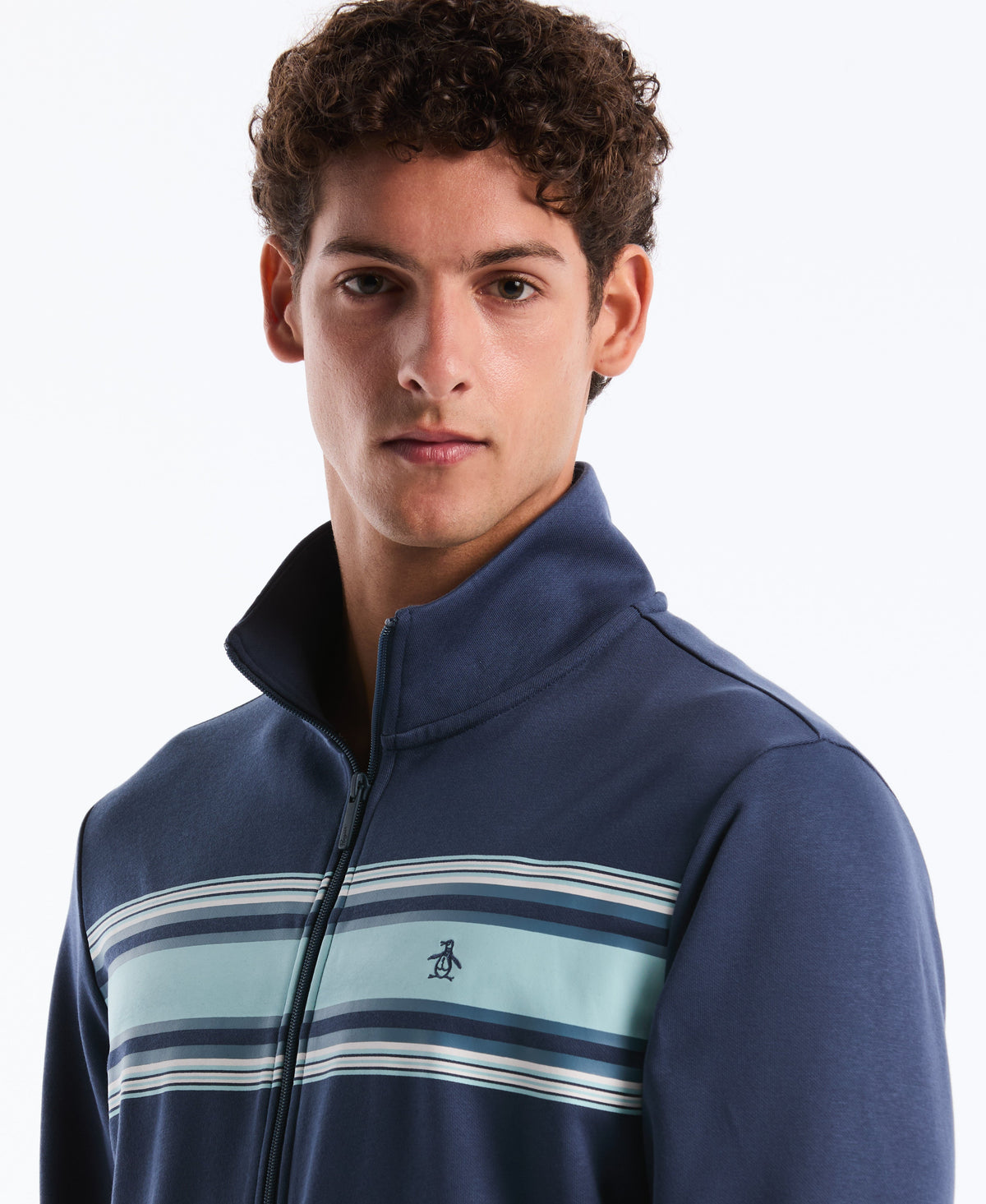 Original Penguin Chest Striped Fleece Track Jacket
