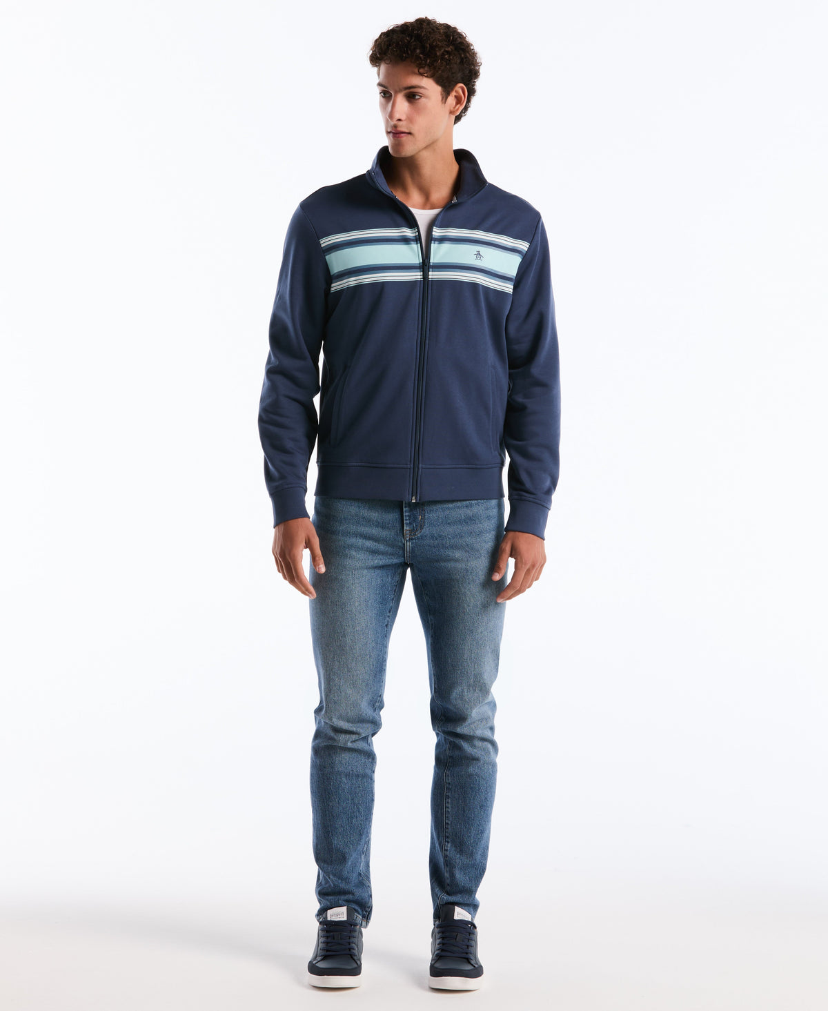 Original Penguin Chest Striped Fleece Track Jacket