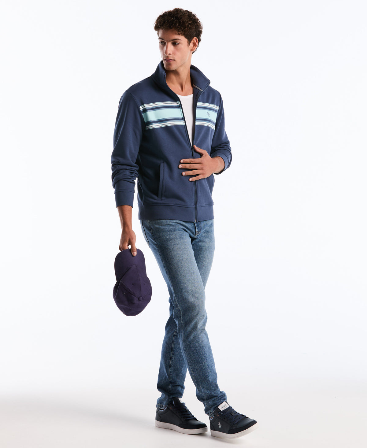 Original Penguin Chest Striped Fleece Track Jacket