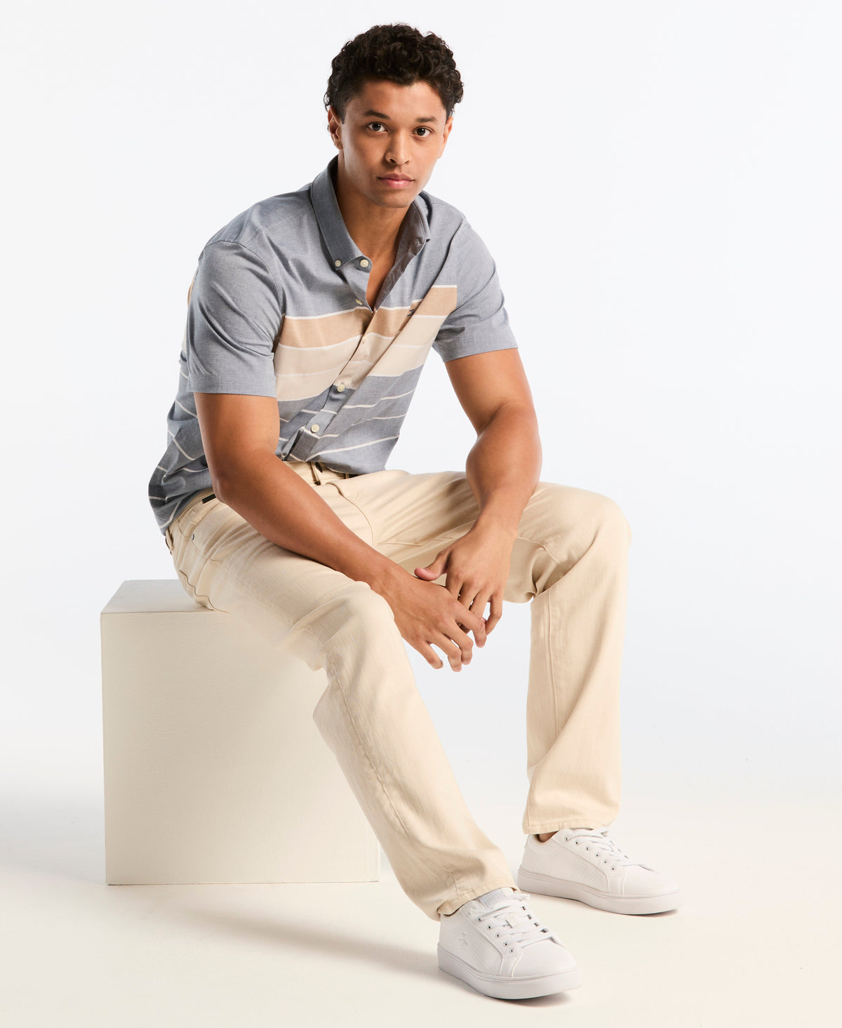 Original Penguin Chest Striped Poplin Shirt