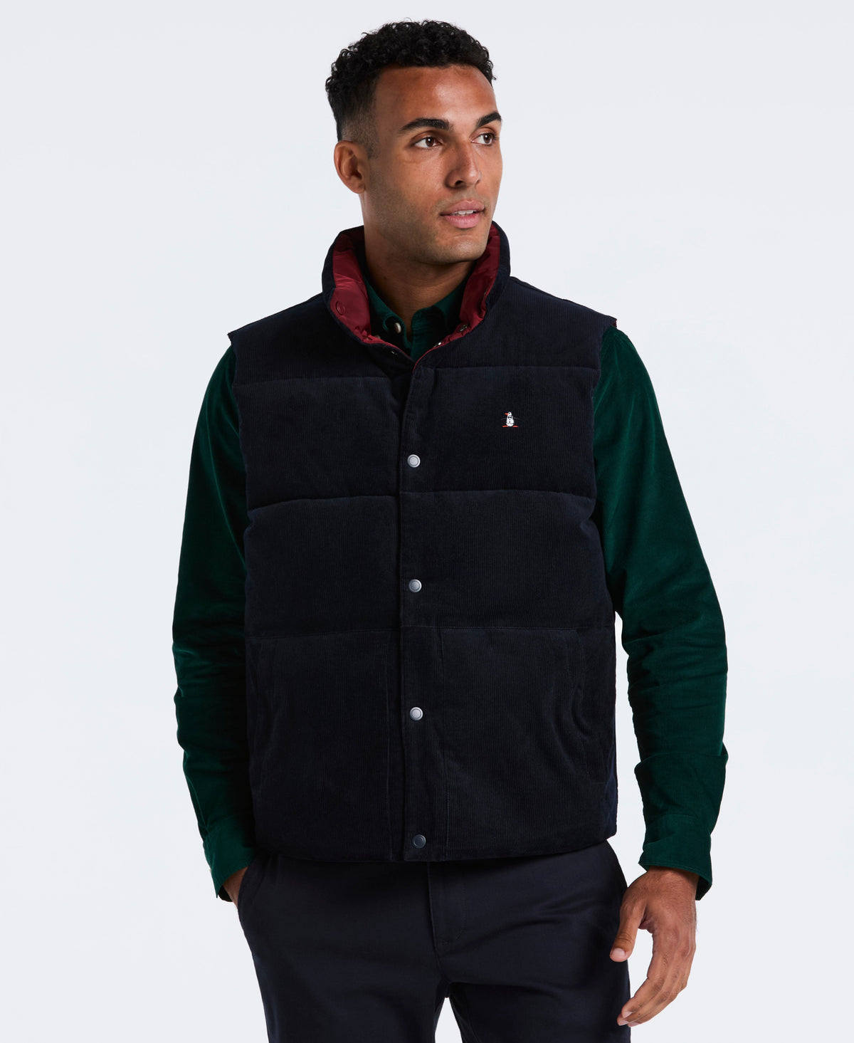 Original Penguin Corduroy Reversible Puffer Vest