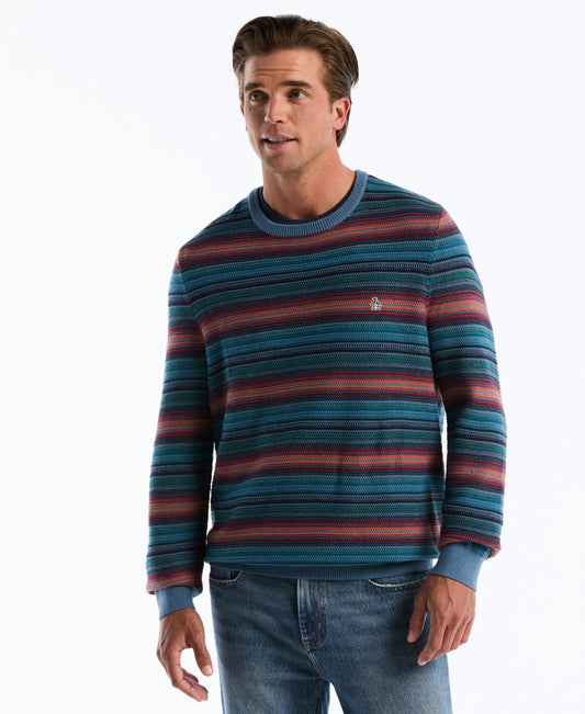 Original Penguin Cotton Blend Striped Crewneck Sweater
