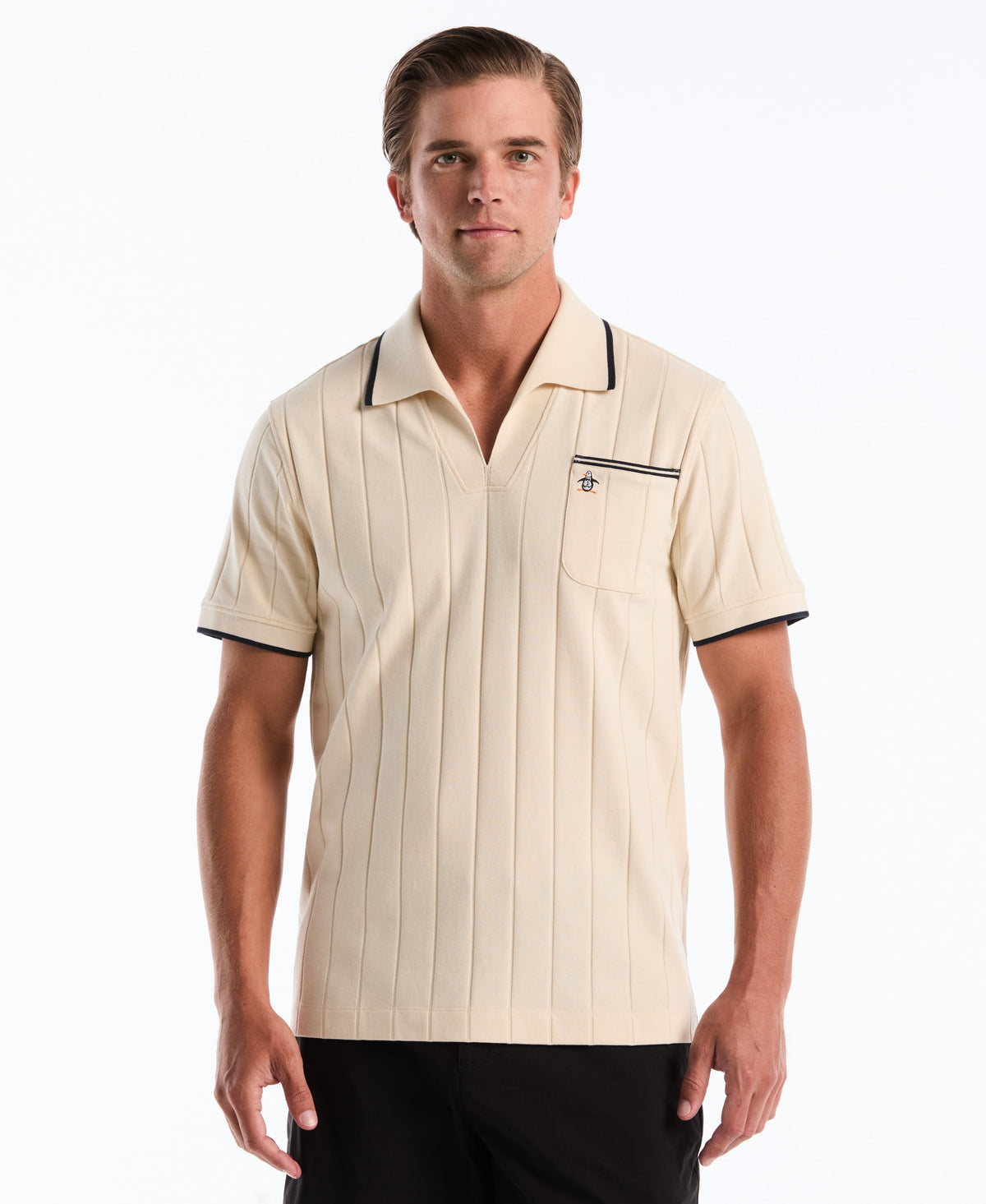 Original Penguin Cotton Rib Open Collar Polo