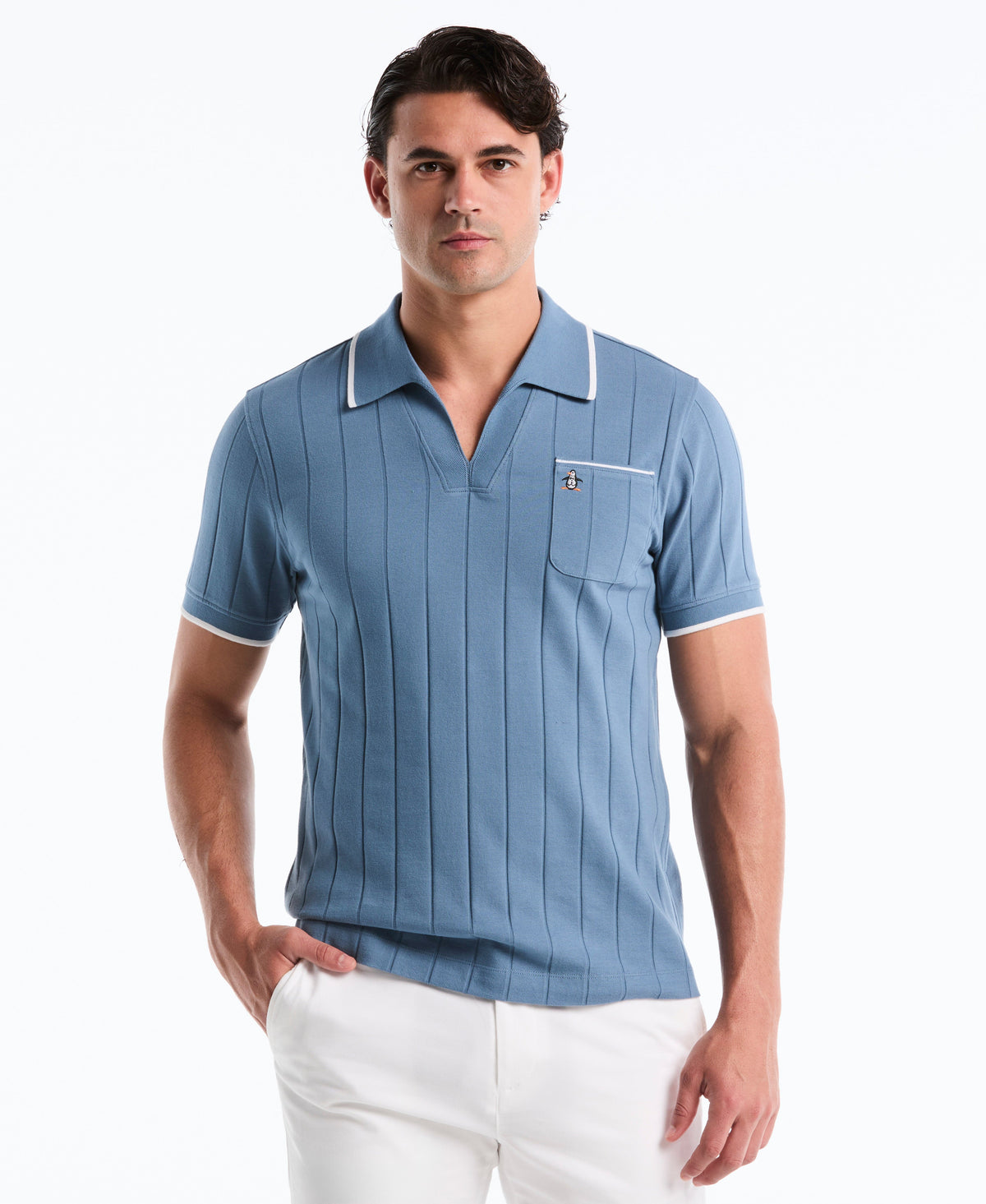 Original Penguin Cotton Rib Open Collar Polo