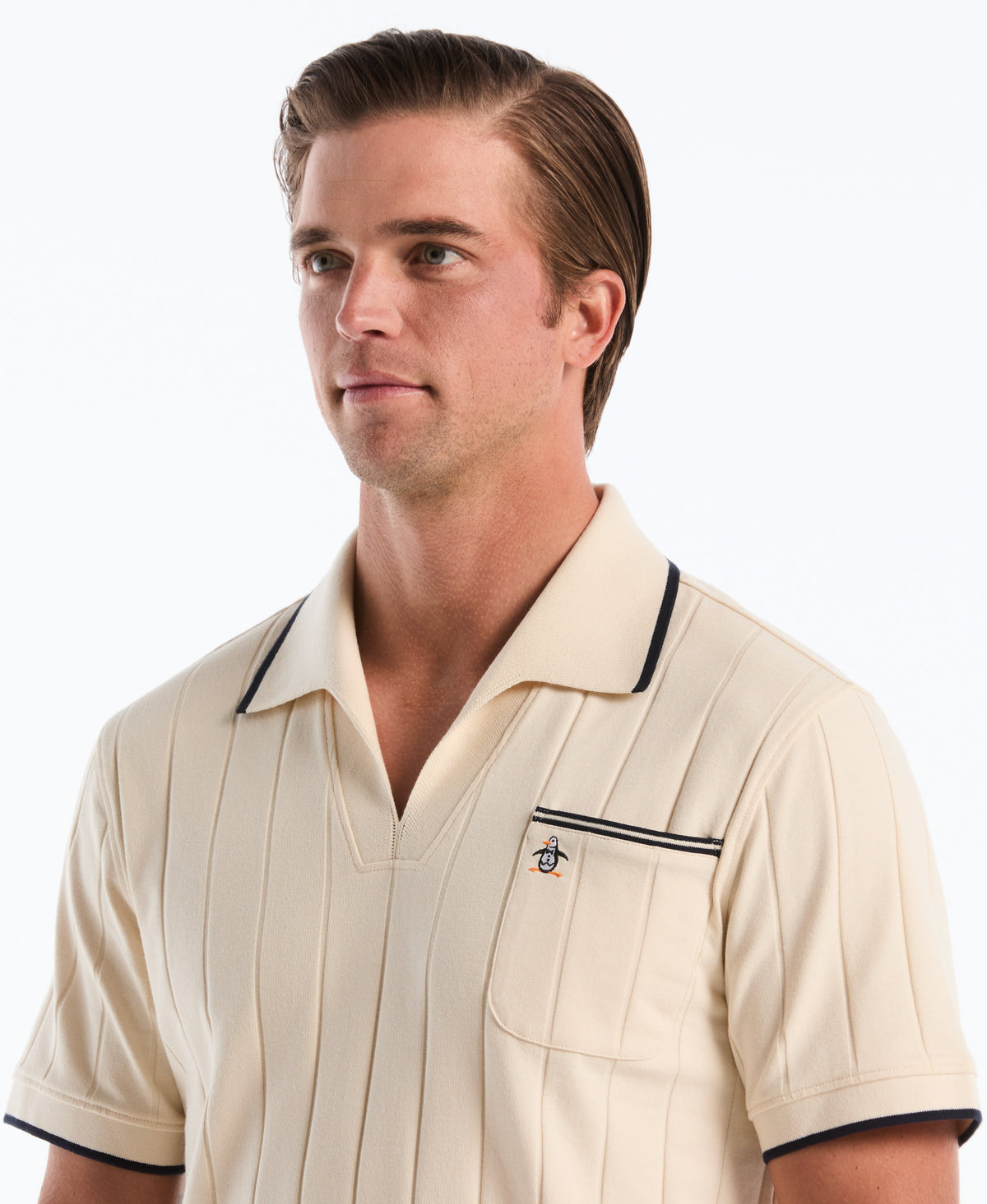 Original Penguin Cotton Rib Open Collar Polo