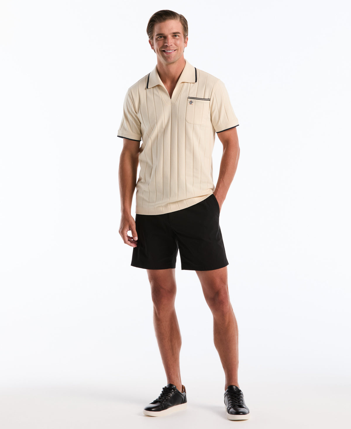 Original Penguin Cotton Rib Open Collar Polo