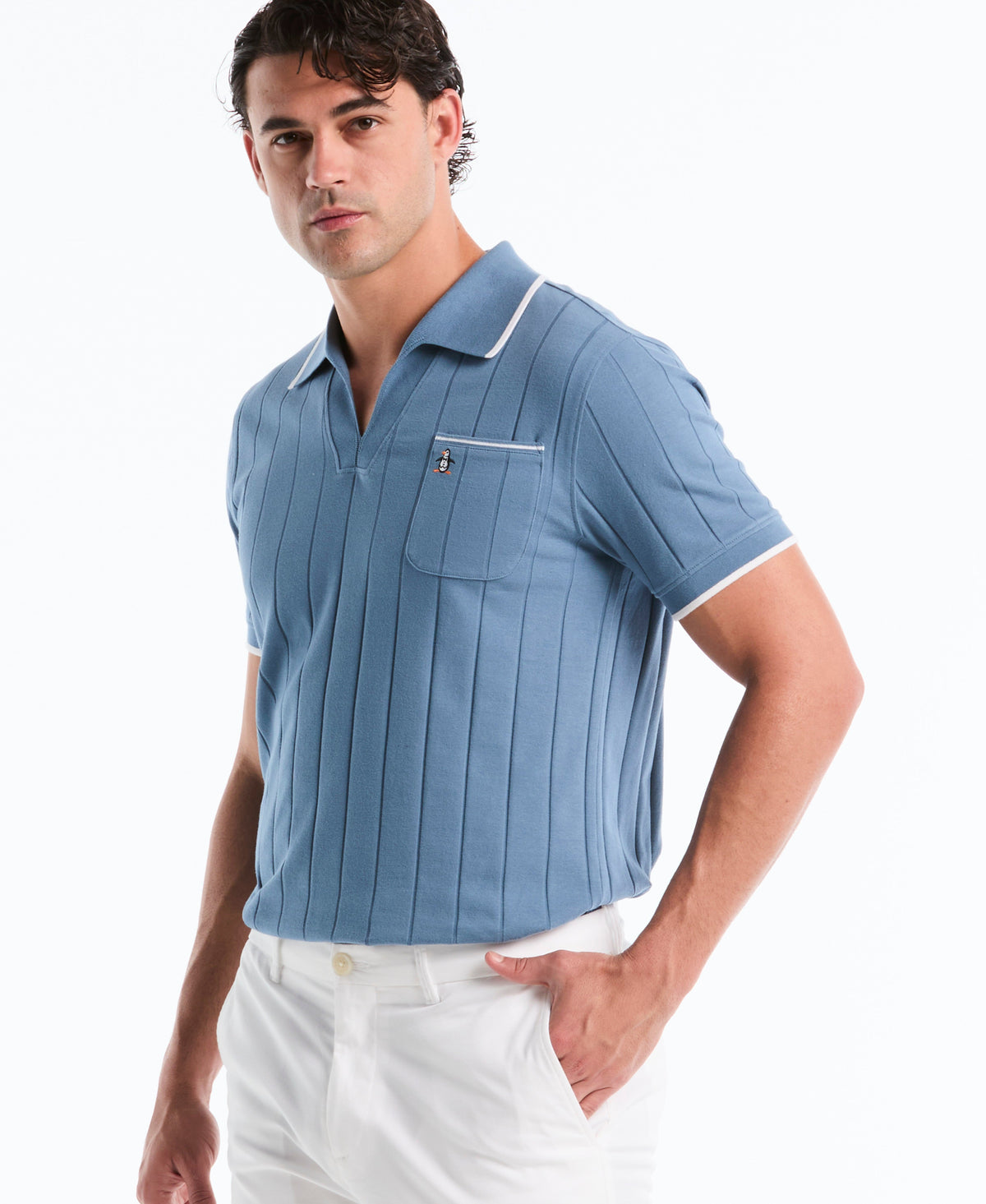 Original Penguin Cotton Rib Open Collar Polo