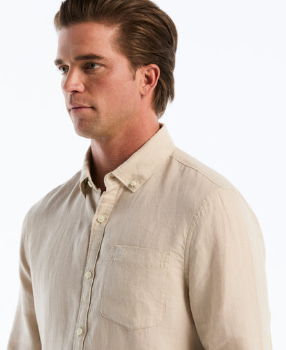 Original Penguin Delave Linen Long Sleeve Pocket Shirt