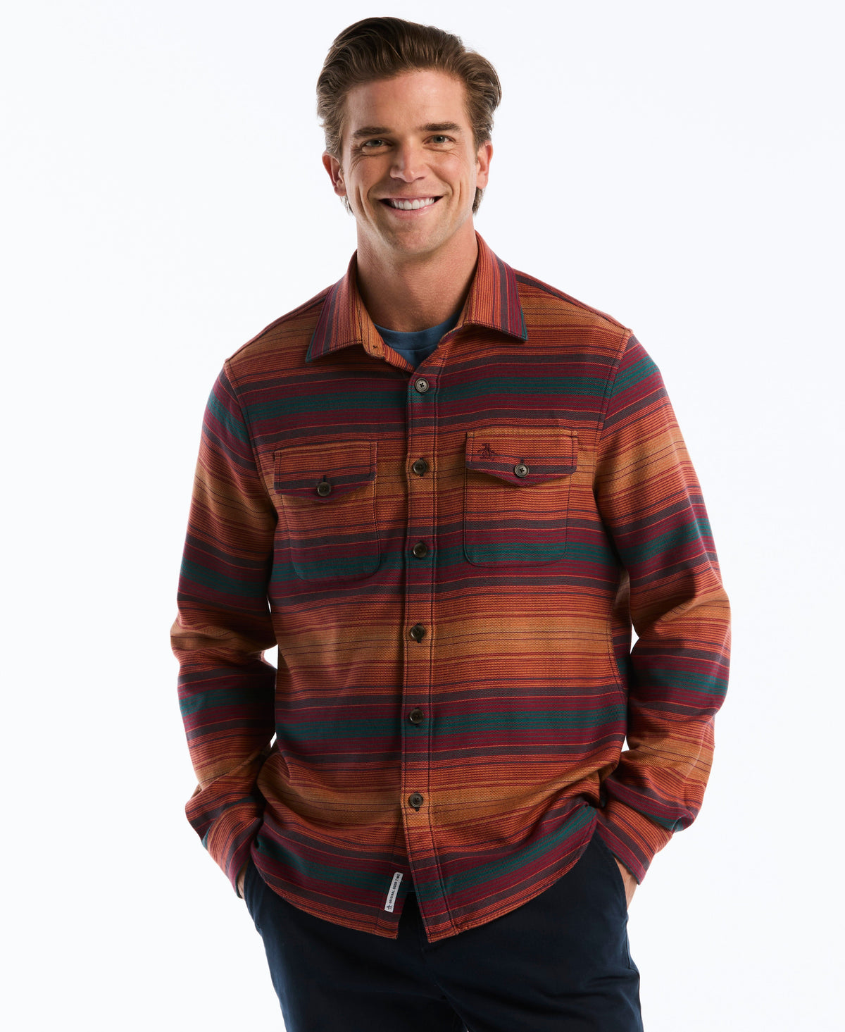Original Penguin Double Cloth Stripe Overshirt