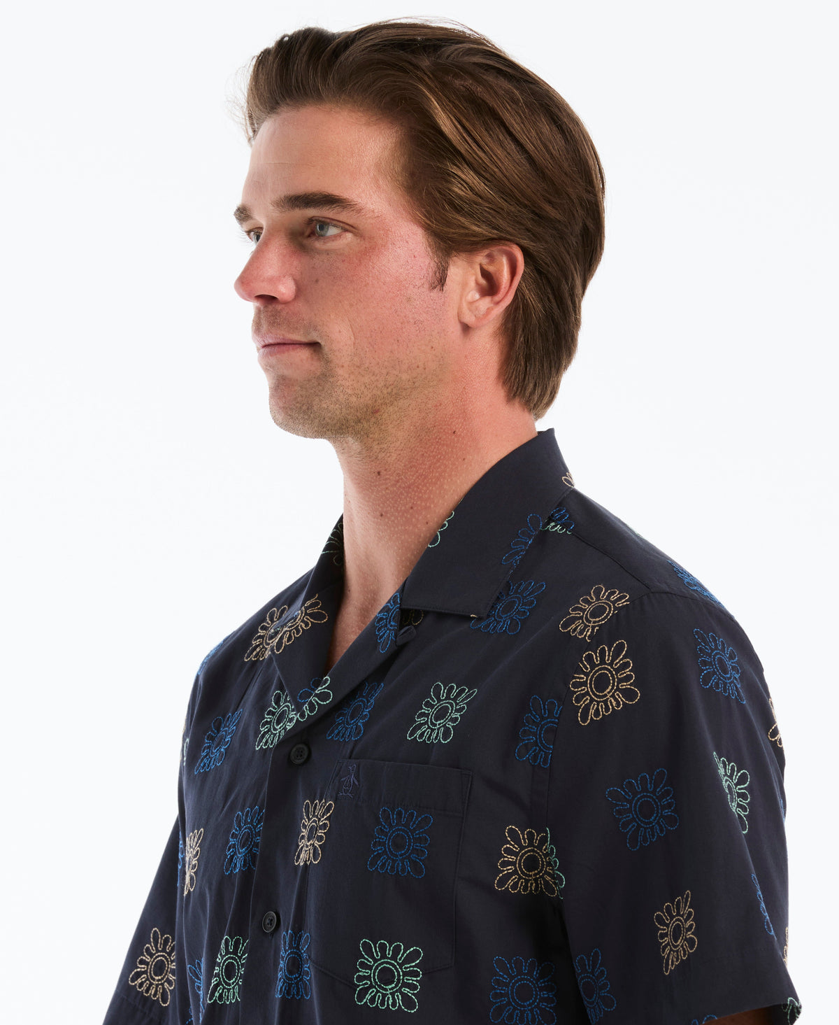 Original Penguin Embroidered Button-Up Camp Shirt