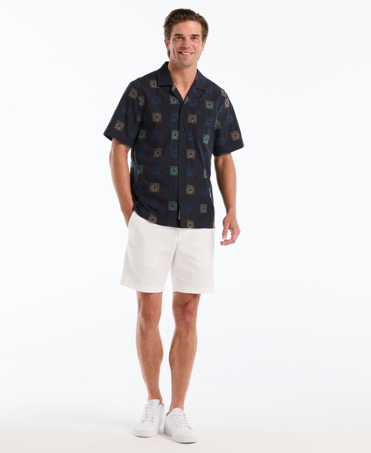 Original Penguin Embroidered Button-Up Camp Shirt