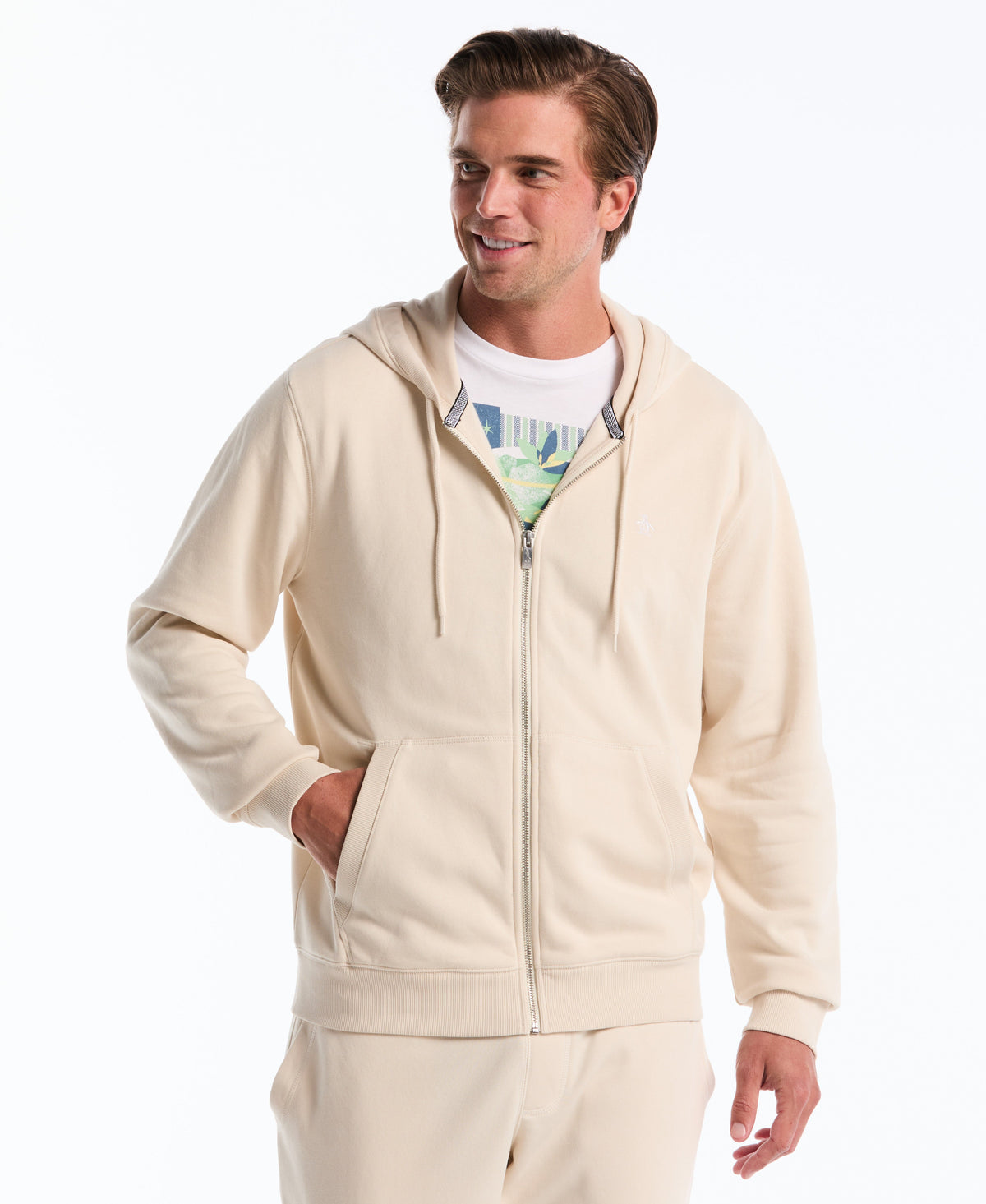 Original Penguin Embroidered Pete Full Zip Hoodie