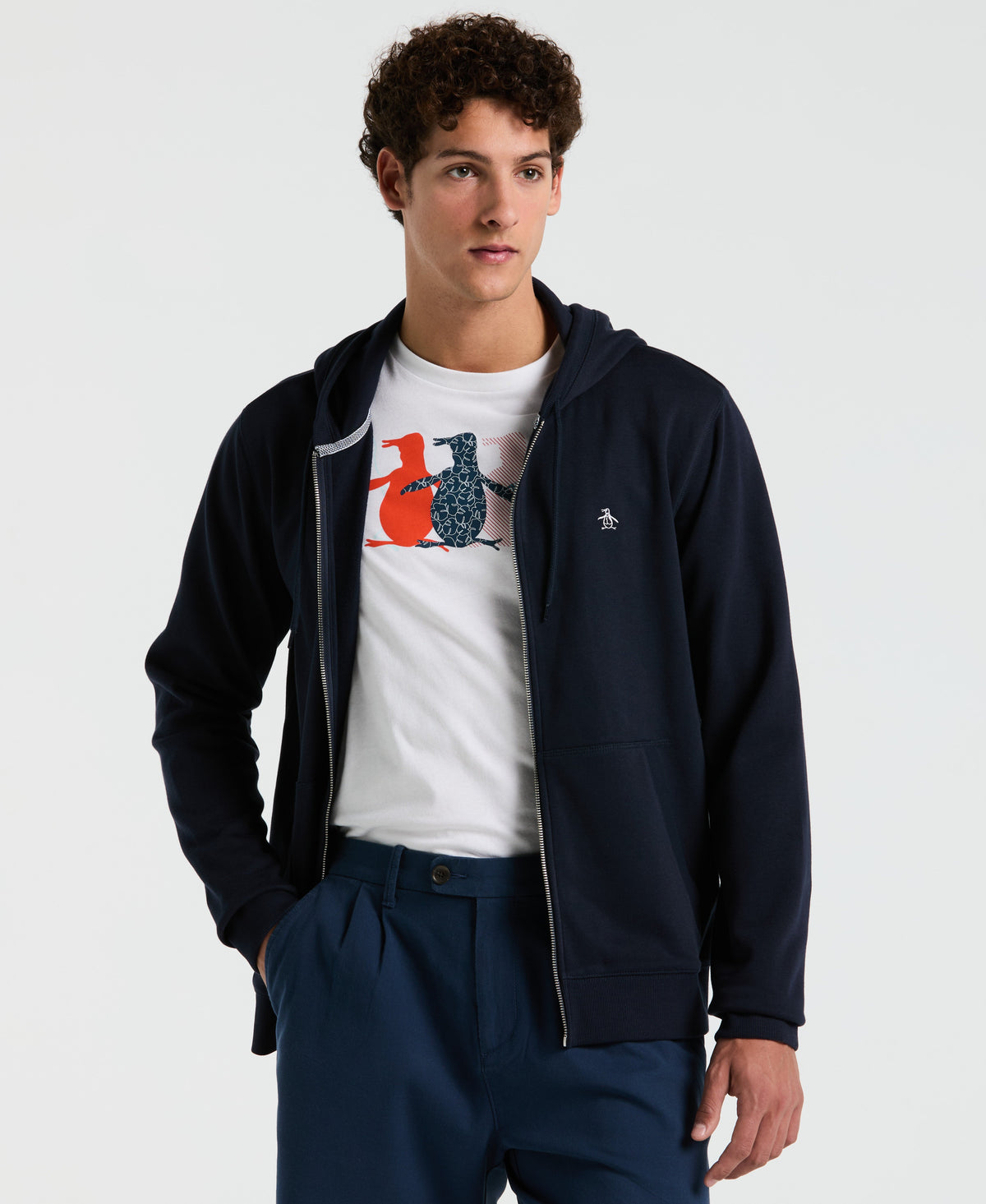Original Penguin Embroidered Pete Full Zip Hoodie