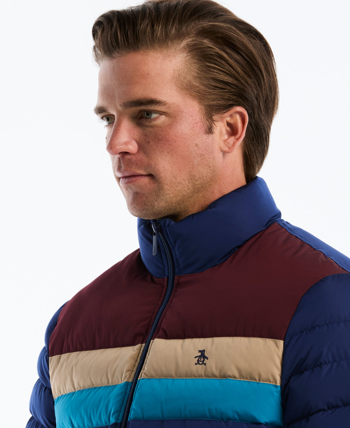 Original Penguin Faux Down Colorblock Puffer Jacket