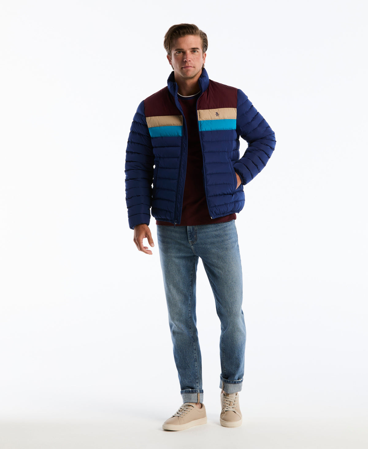 Original Penguin Faux Down Colorblock Puffer Jacket