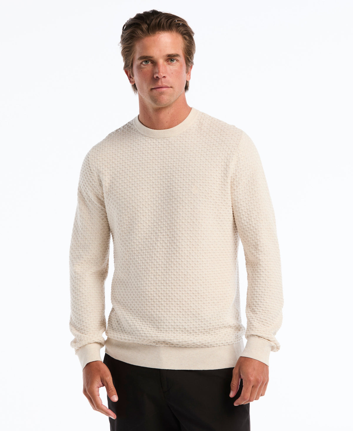 Original Penguin Geo Textured Crewneck Sweater