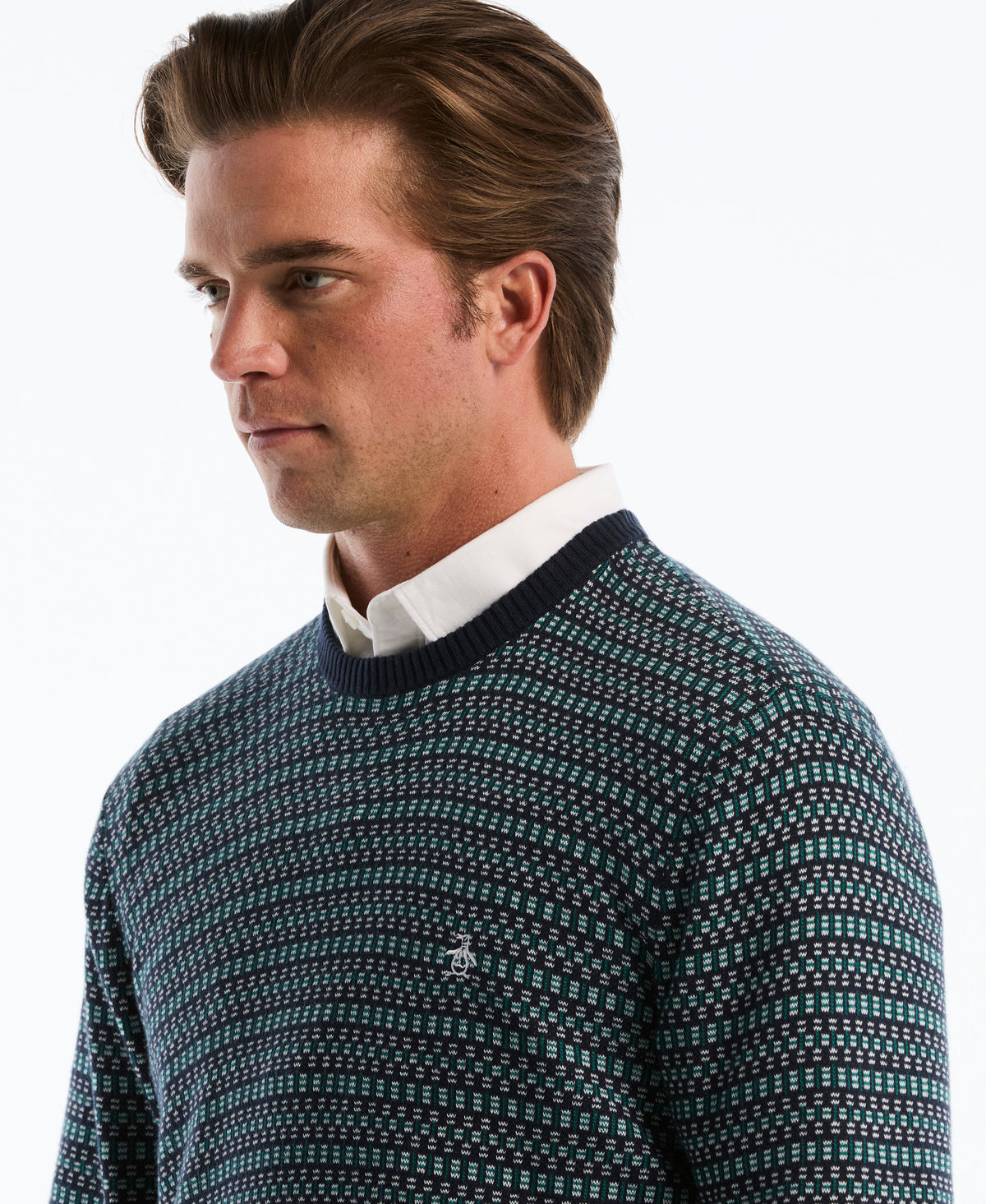 Original Penguin Geometric Jacquard Crew Neck Sweater