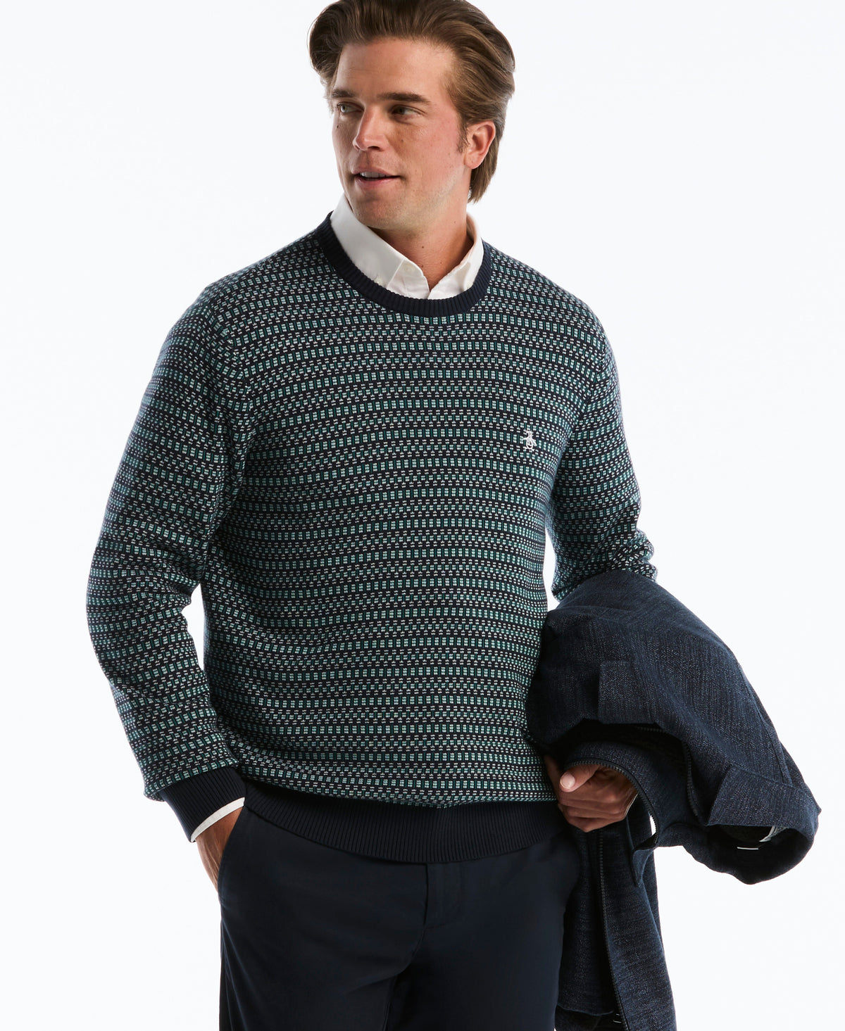 Original Penguin Geometric Jacquard Crew Neck Sweater