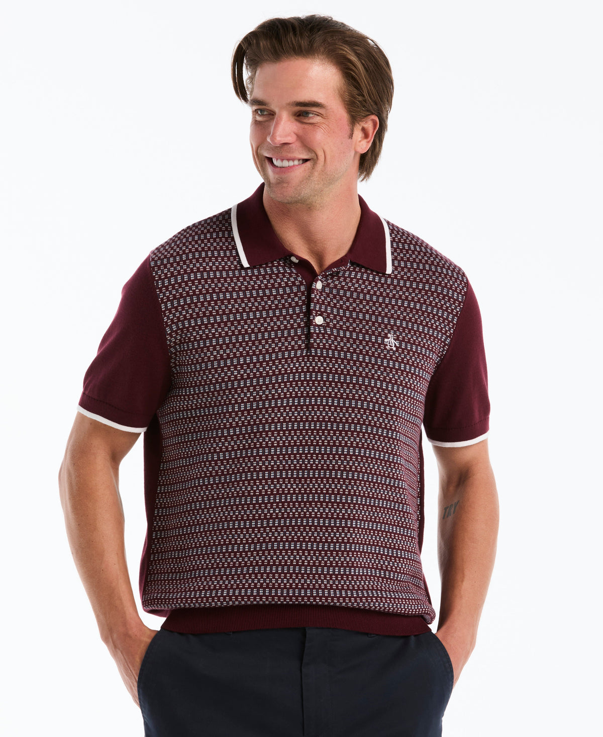 Original Penguin Geometric Jacquard Sweater Polo
