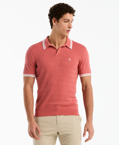 Original Penguin Grid Knit Johnny Collar Sweater Polo