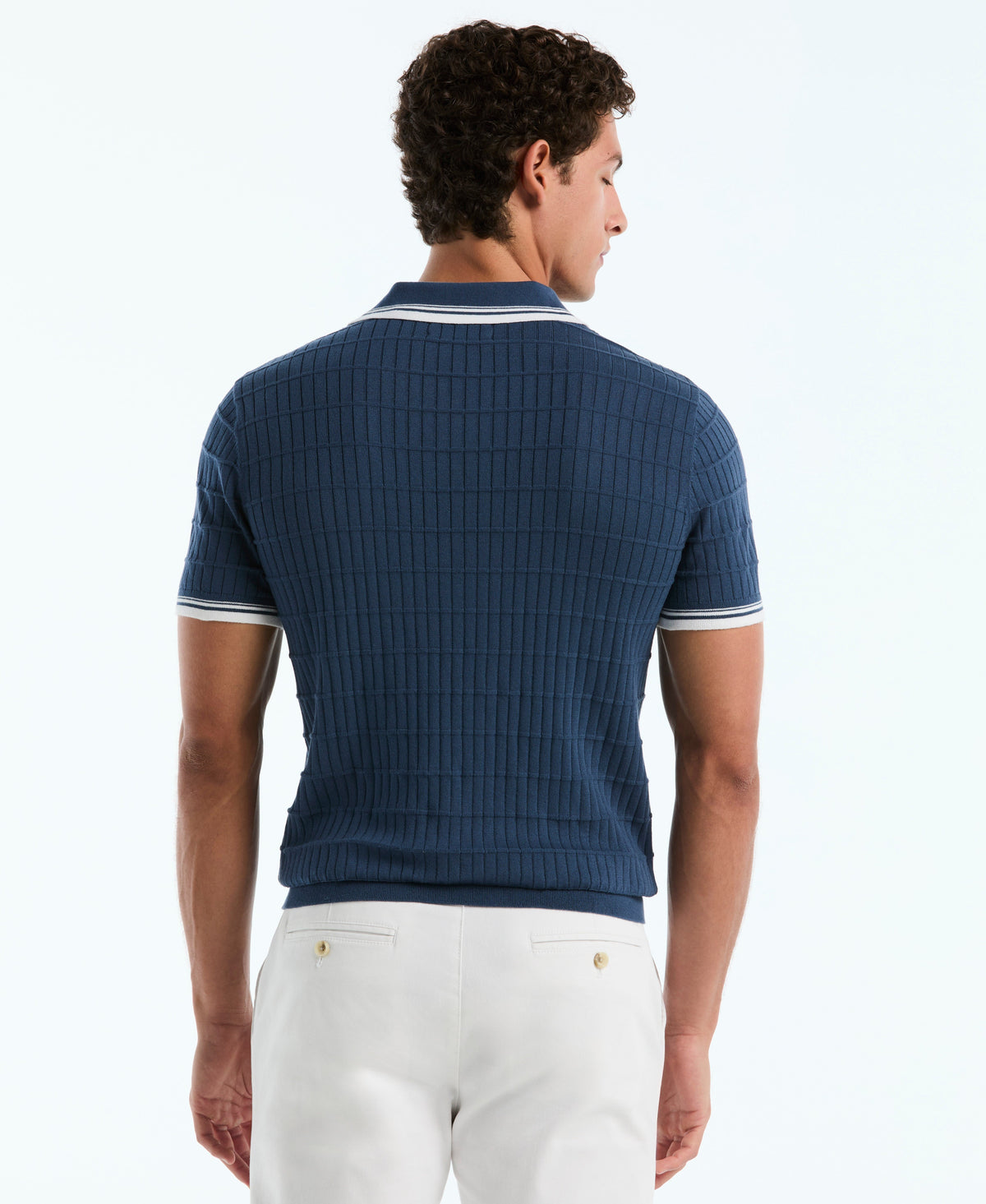 Original Penguin Grid Knit Johnny Collar Sweater Polo