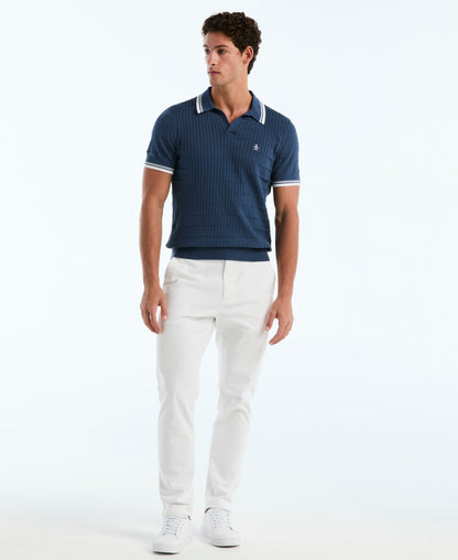 Original Penguin Grid Knit Johnny Collar Sweater Polo