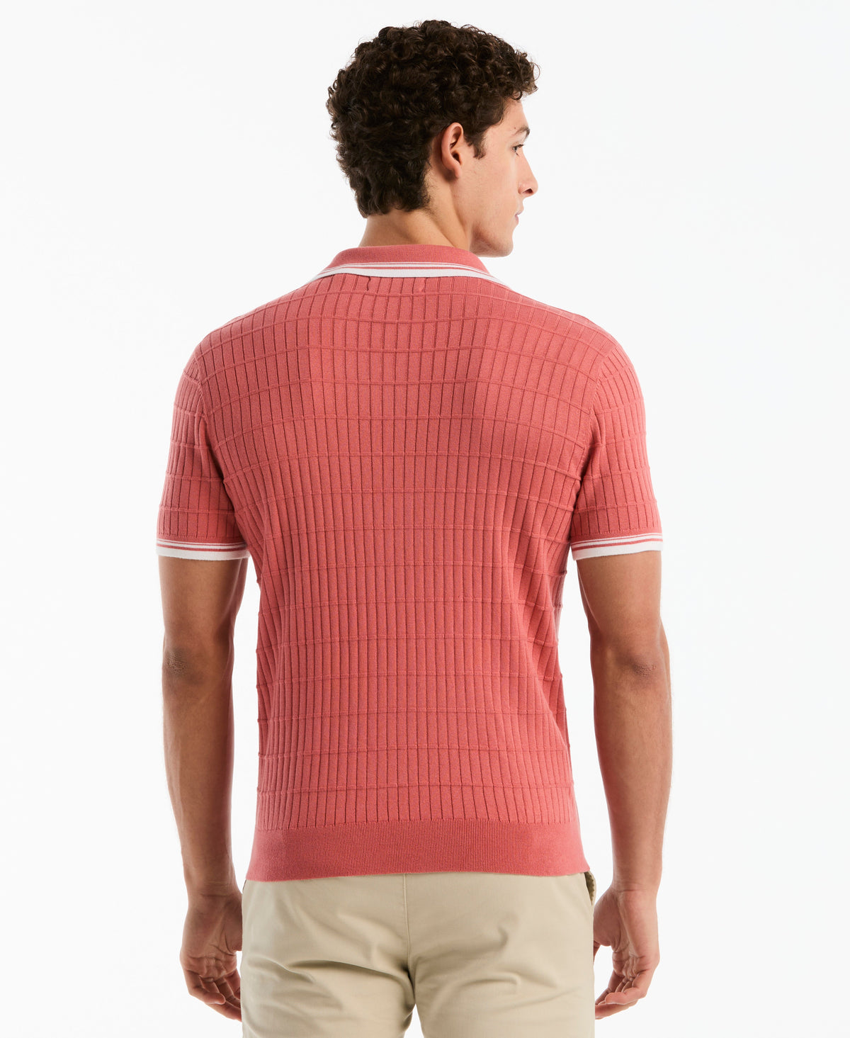 Original Penguin Grid Knit Johnny Collar Sweater Polo