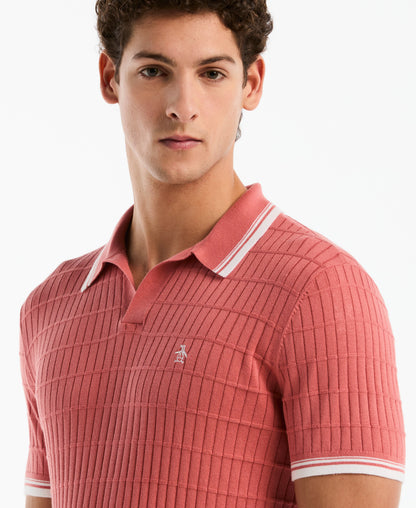 Original Penguin Grid Knit Johnny Collar Sweater Polo