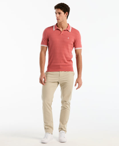 Original Penguin Grid Knit Johnny Collar Sweater Polo