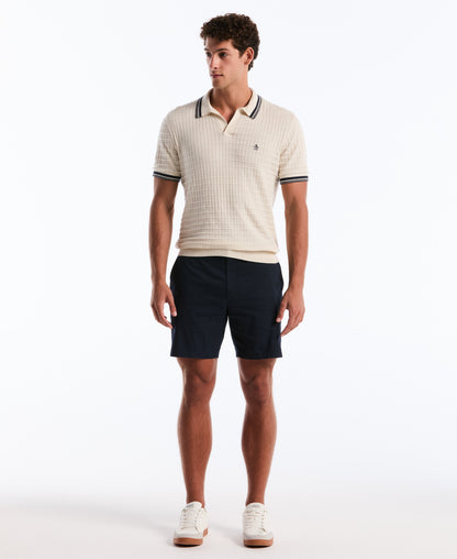Original Penguin Grid Knit Johnny Collar Sweater Polo