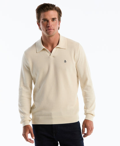 Original Penguin Honeycomb Johnny Collar Long Sleeve Sweater Polo