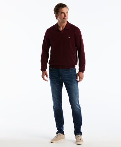 Original Penguin Honeycomb Johnny Collar Long Sleeve Sweater Polo