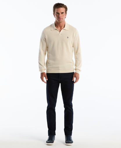 Original Penguin Honeycomb Johnny Collar Long Sleeve Sweater Polo