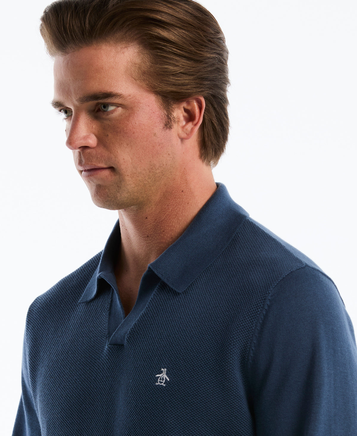 Original Penguin Honeycomb Johnny Collar Long Sleeve Sweater Polo