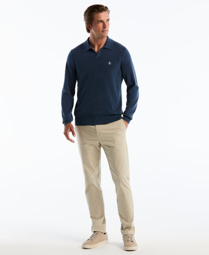 Original Penguin Honeycomb Johnny Collar Long Sleeve Sweater Polo