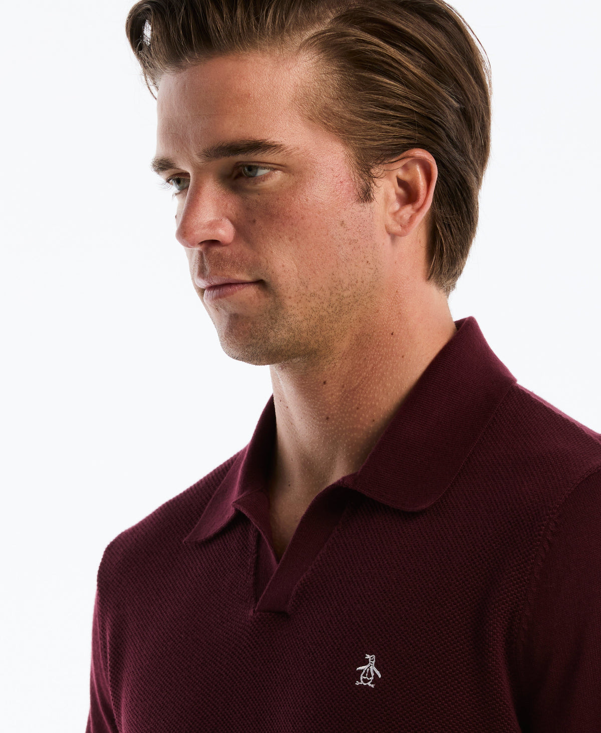 Original Penguin Honeycomb Johnny Collar Long Sleeve Sweater Polo