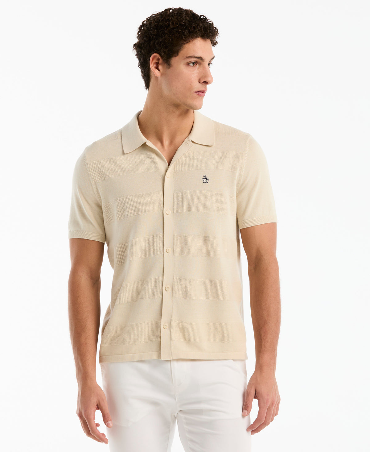 Original Penguin Honeycomb Striped Sweater Polo